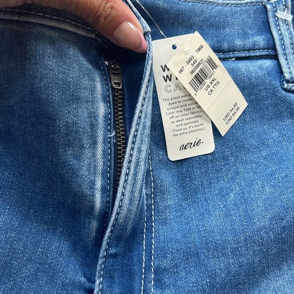 Aerie Denim Baby Flare Jeans Women Medium Stretchy Trouser Elastic Waist - Picture 5 of 7